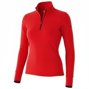 Nike Pro Hyperwarm Womens Dri-Fit 1/2-Zip Pullover Red and Black Trim Size M
